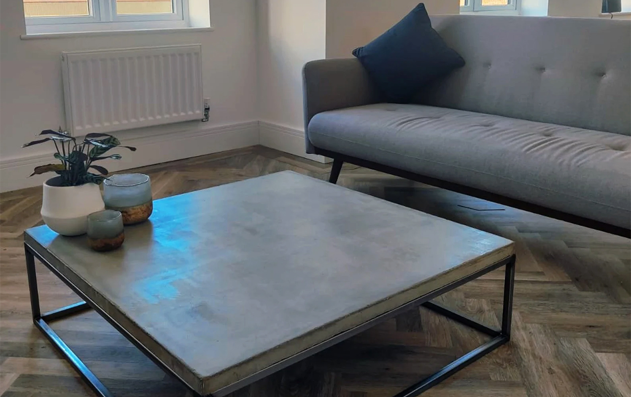 Chilly Weather Charmer: The Modern Oblong Concrete Coffee Table