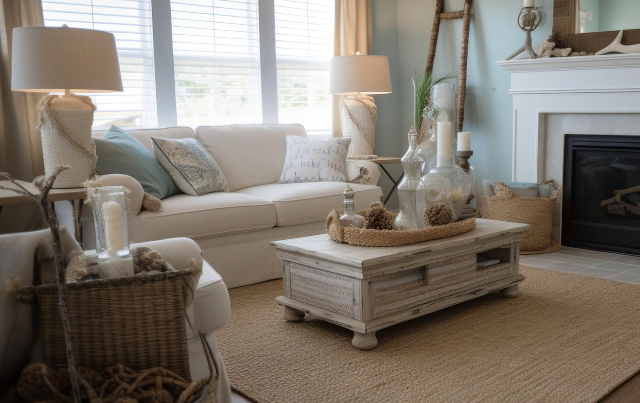 Coastal Dreams: Off-White Wood Trunk Coffee Table