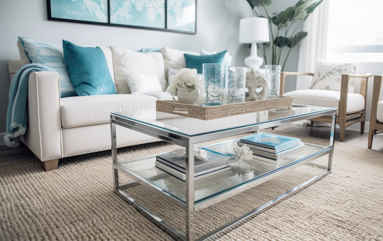 Coastal Modern Charm: The Silver Coffee Table as a Focal Point