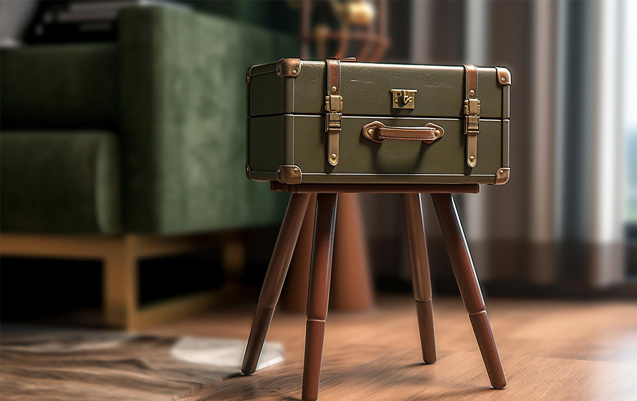 Conversations in Style: The Unique Olive Green Suitcase Coffee Table