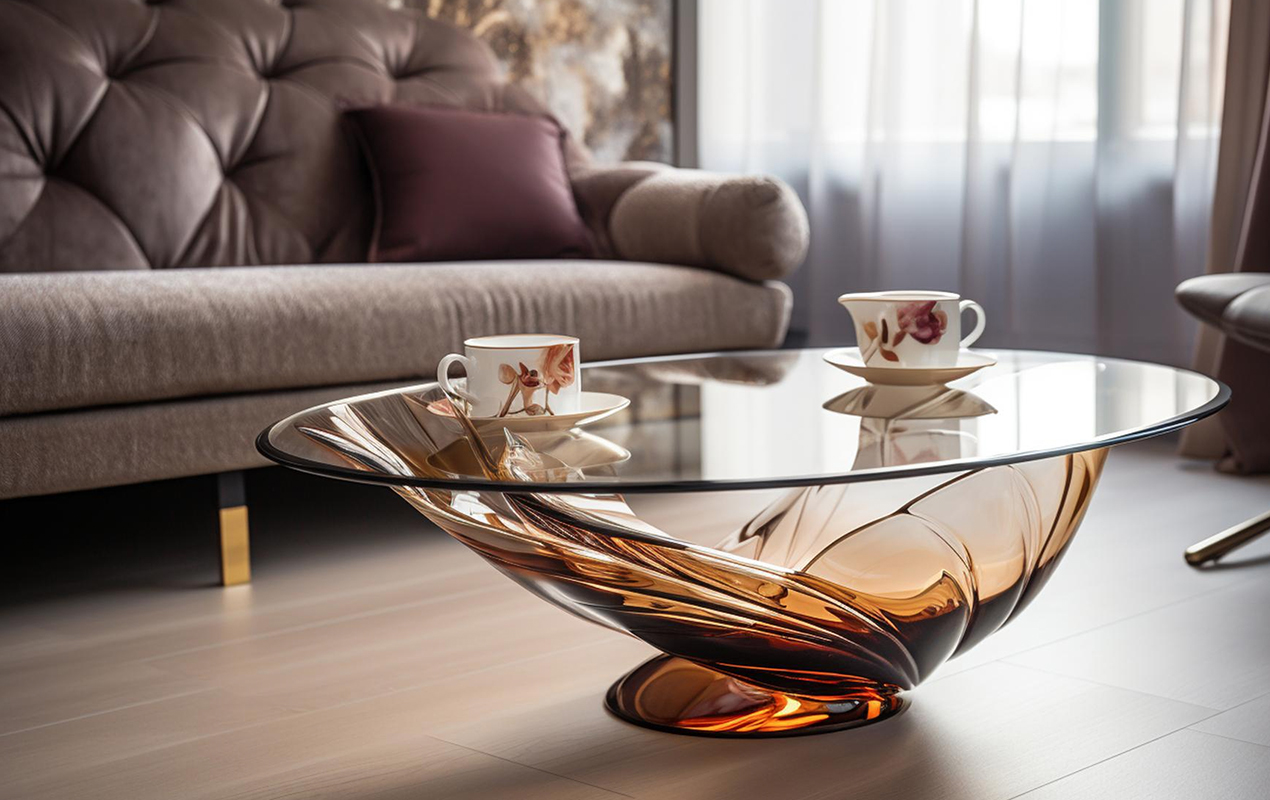 Curves of Style: The Uniquely Crafted Glass Base Table