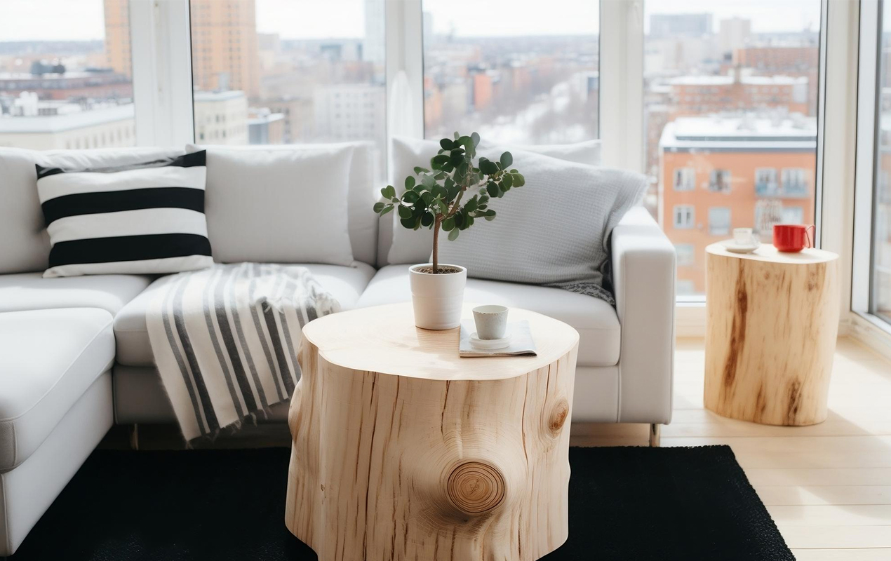 Enhancing Your Space with a Unique Coffee Table and Beige Sofa