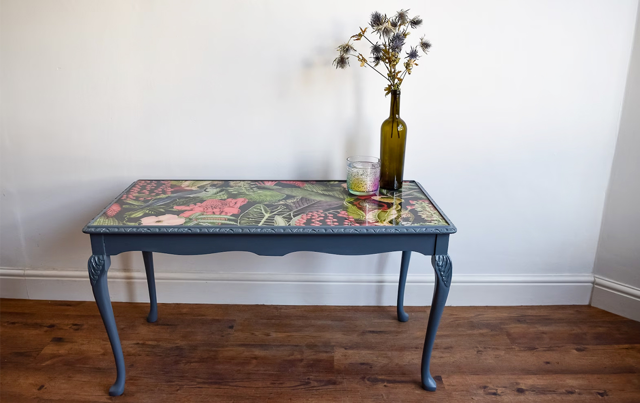 Exquisite Hand-Painted Lilac Grey Coffee Table