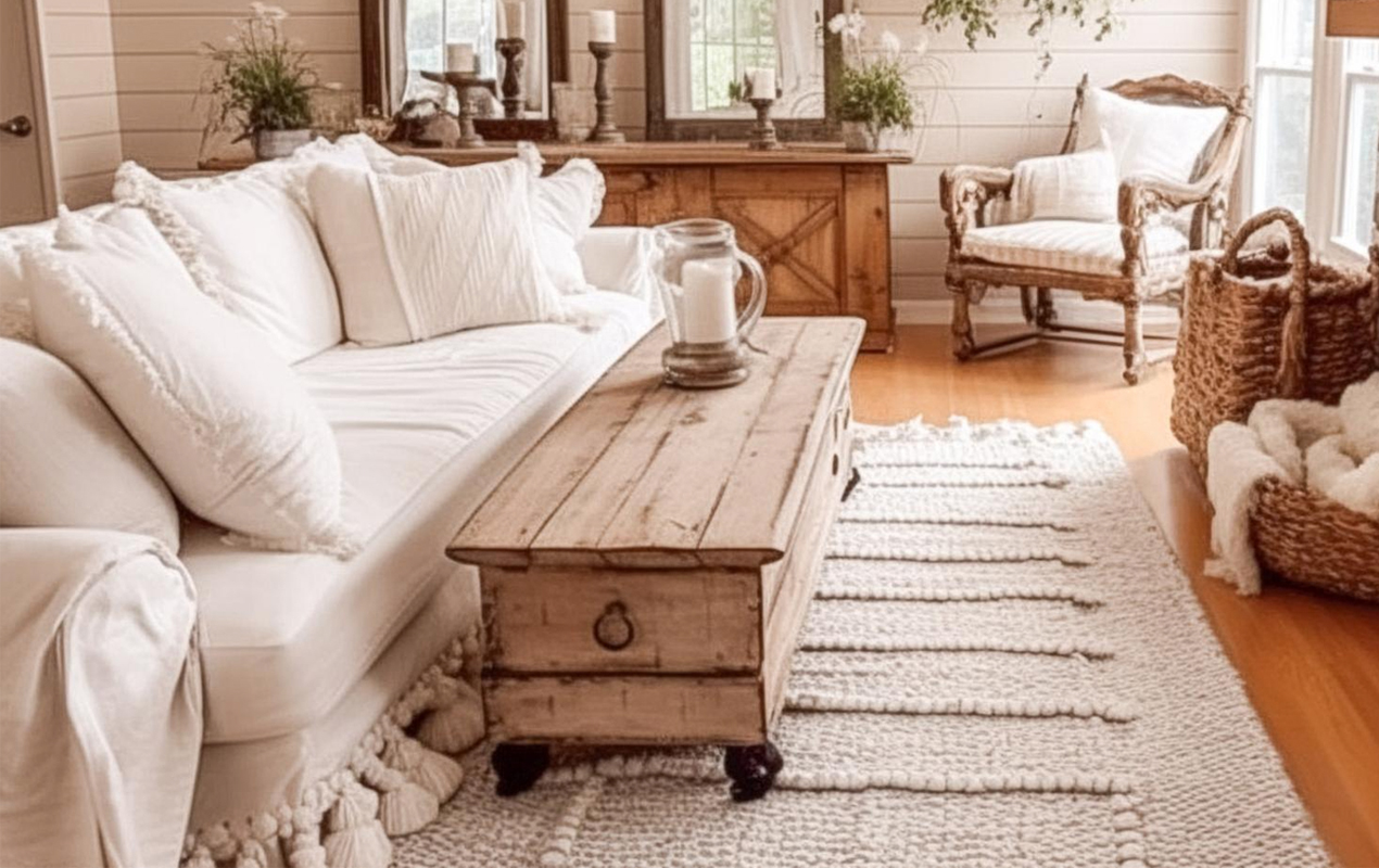 Farmhouse Serenity: The Off-White Trunk Coffee Table's Vintage Magnetism