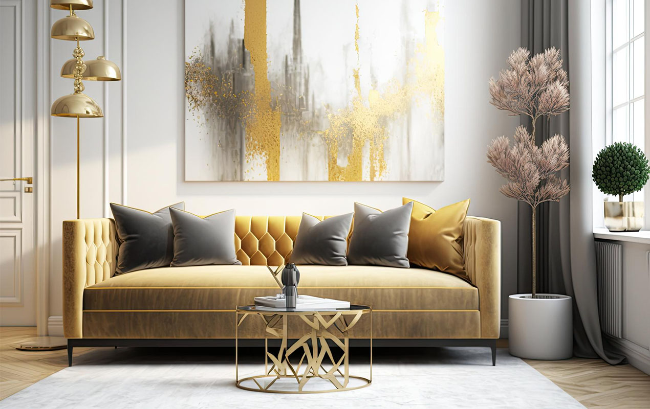 Graceful Golden Square Couch