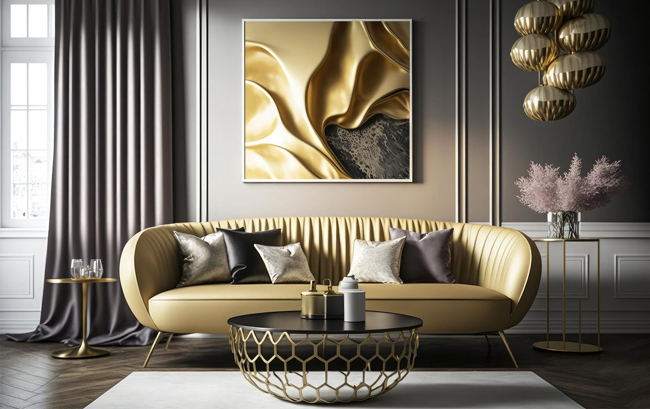 Divine Golden Rounded Couch