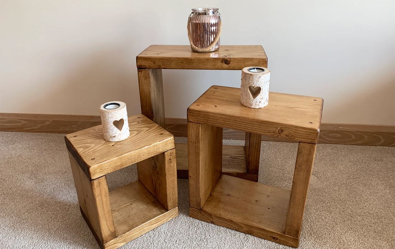 Modern Ingenuity: Solid Wood Nest of Tables in Pine and Oak Blend