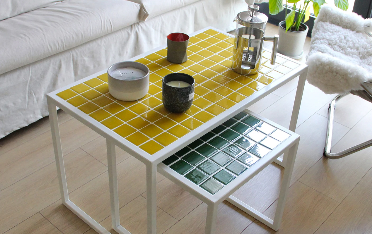 Multicolored Glass Tile Coffee Tables - A Fusion of Luxury