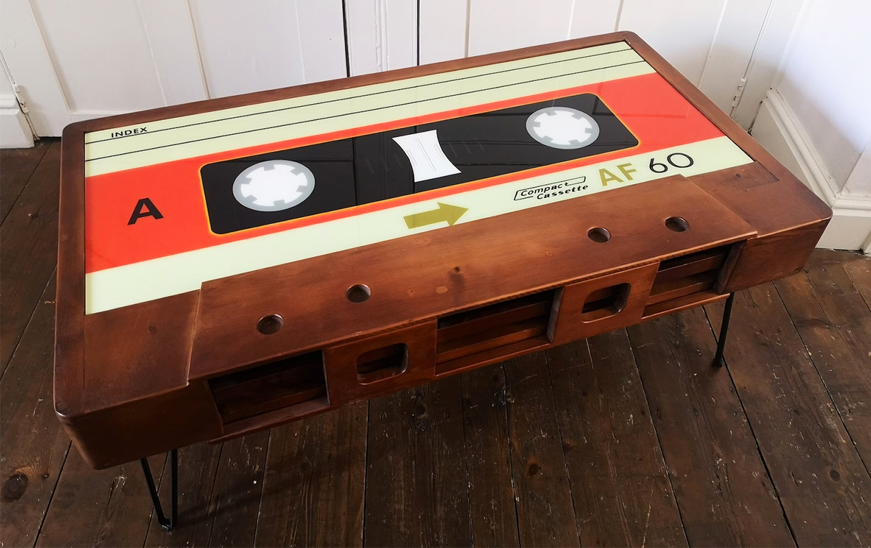 Handmade Solid Wood Cassette Coffee Table with Painted Finish