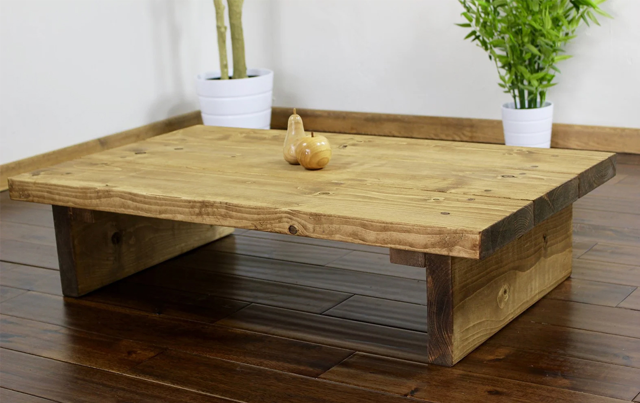 Nature's Signature: Handcrafted Solid Wood Rustic Pine Burley Coffee Table