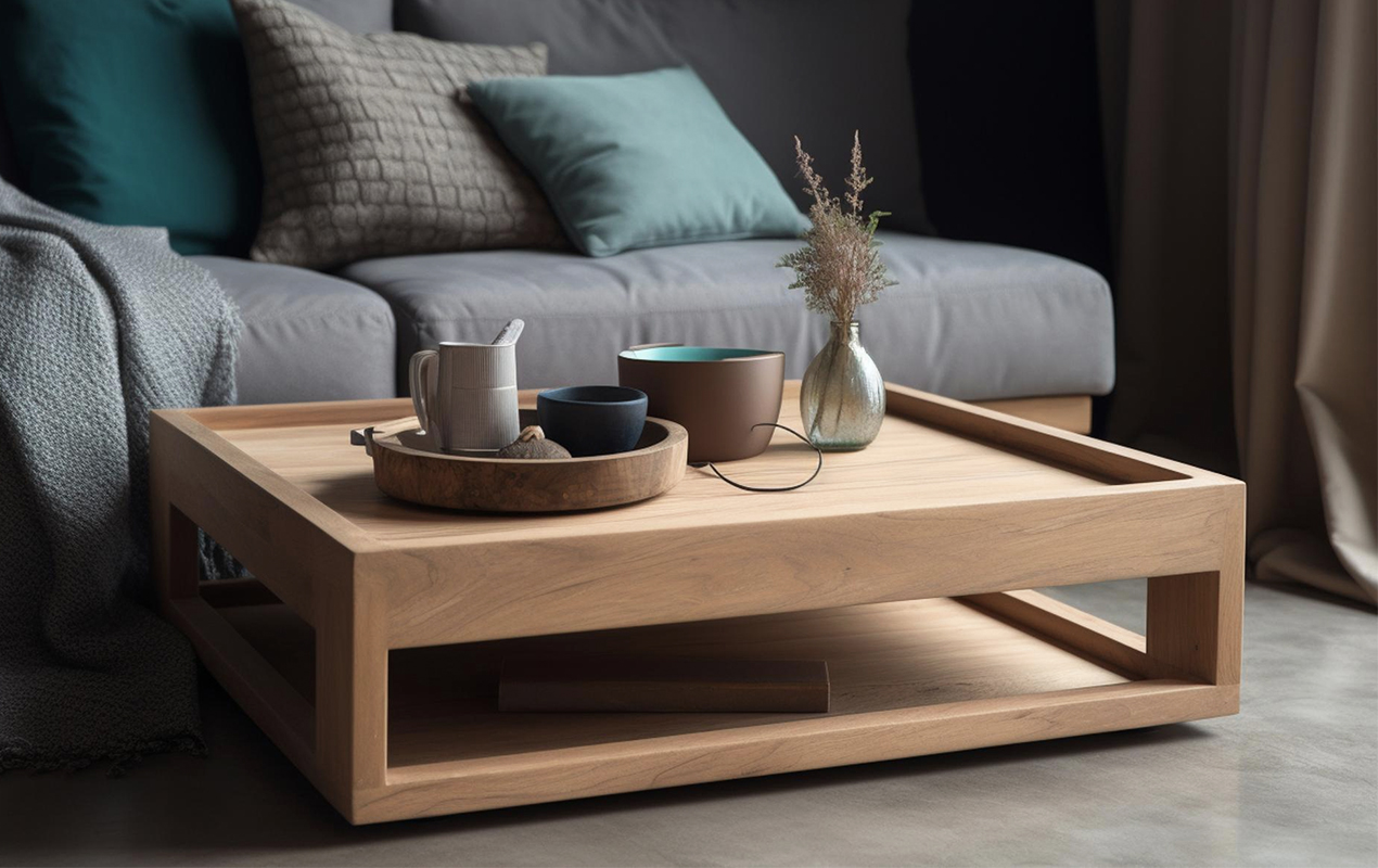 Raised Edge White Oak Coffee Table