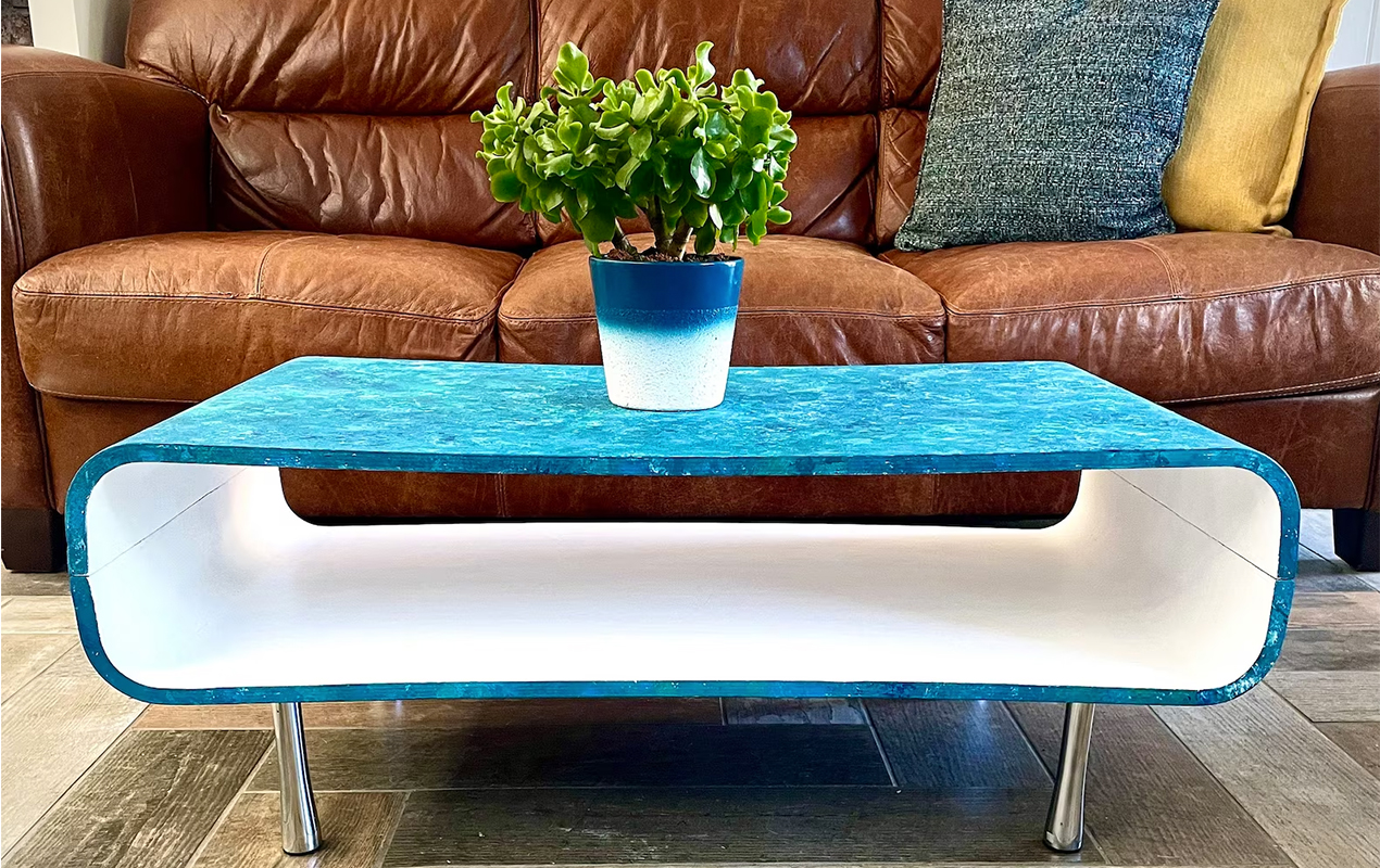 Retro Oval Blue & Teal Table