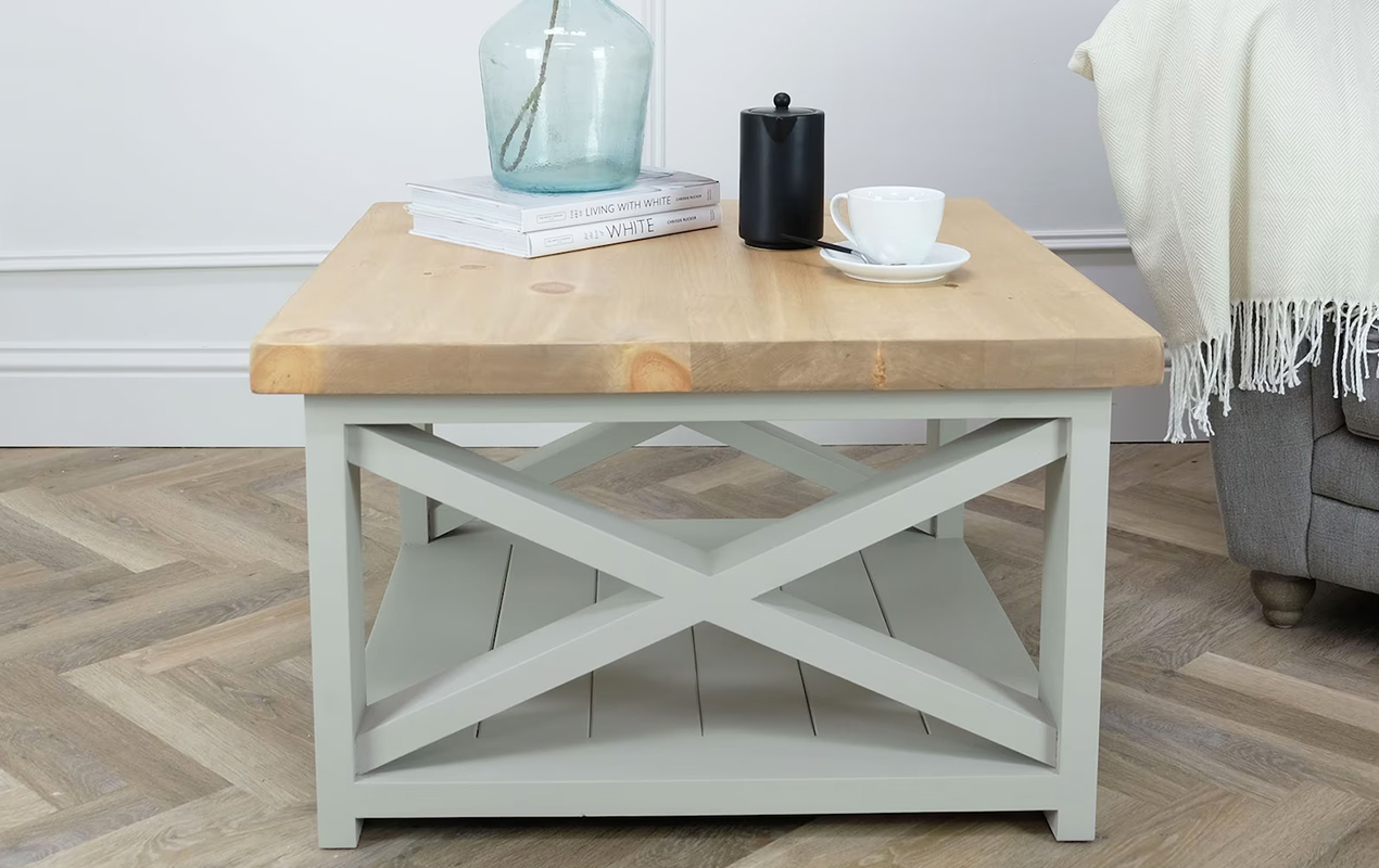 Rustic Coffee Table with Cross Legs