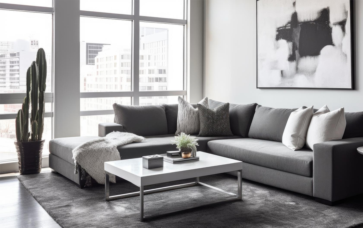 Serene Harmony of White and Silver Coffee Table in a Sun-Kissed Space