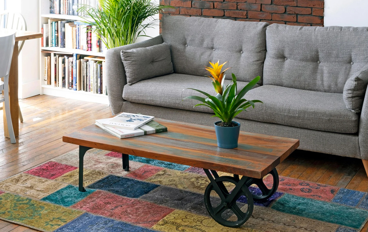 Teak Cart Coffee Table with Painted Finish
