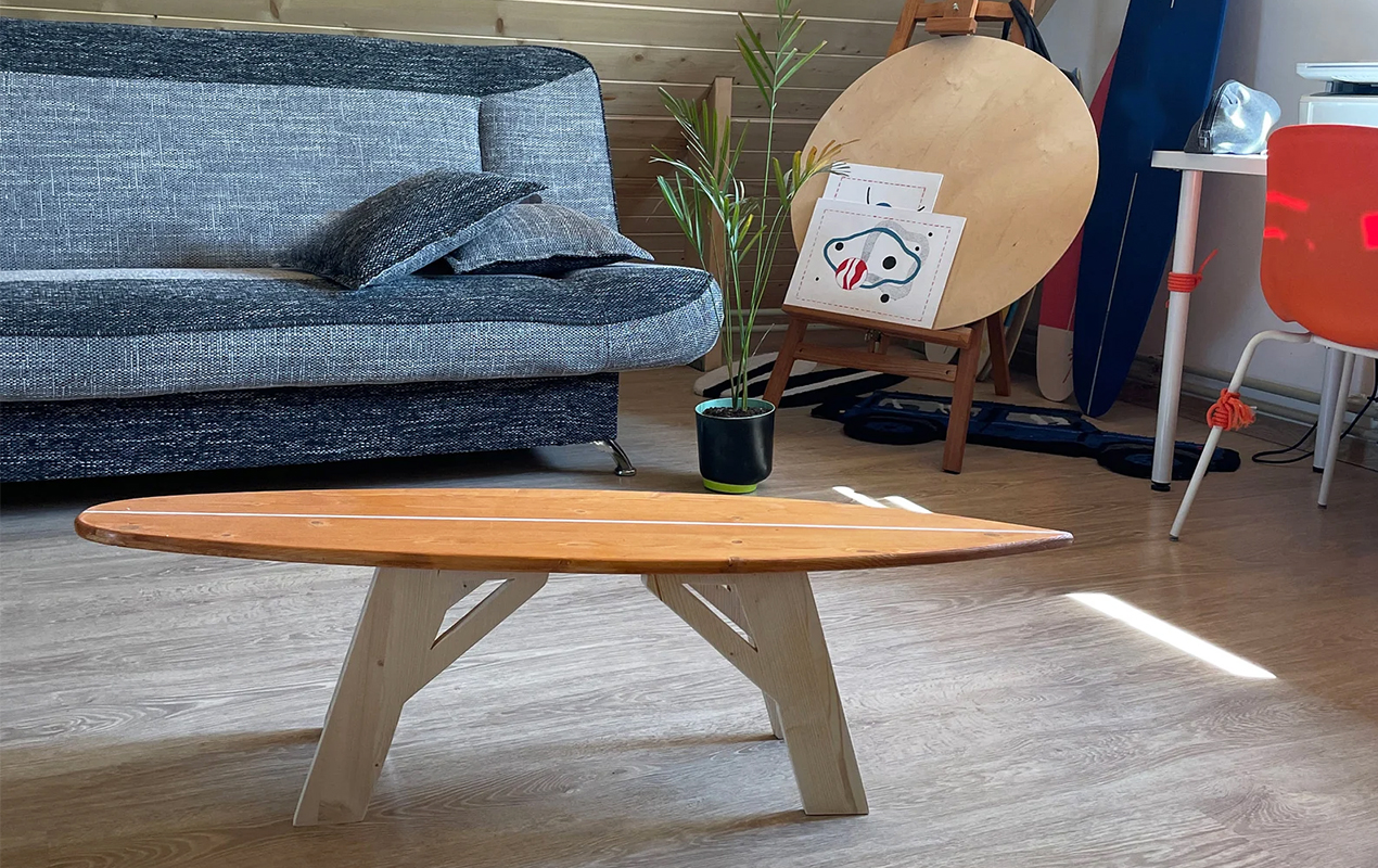 The Handcrafted Wooden Surfboard Coffee Table 