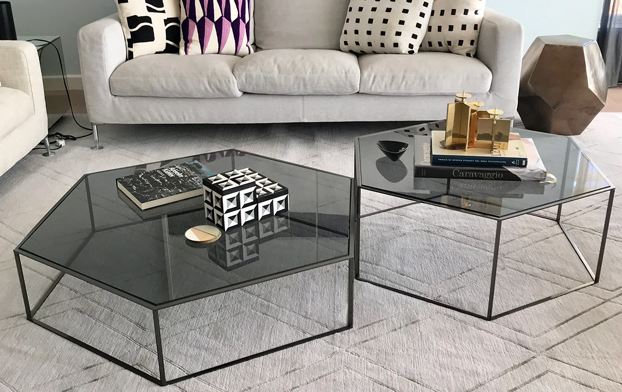 The Table with Smoked Glass Inset and Metal Frame Base