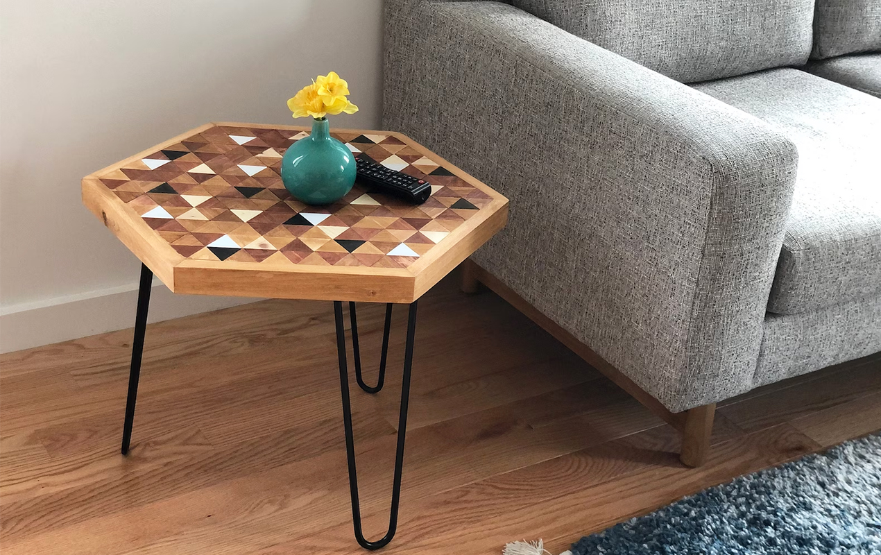 Wood hexagon clearance coffee table