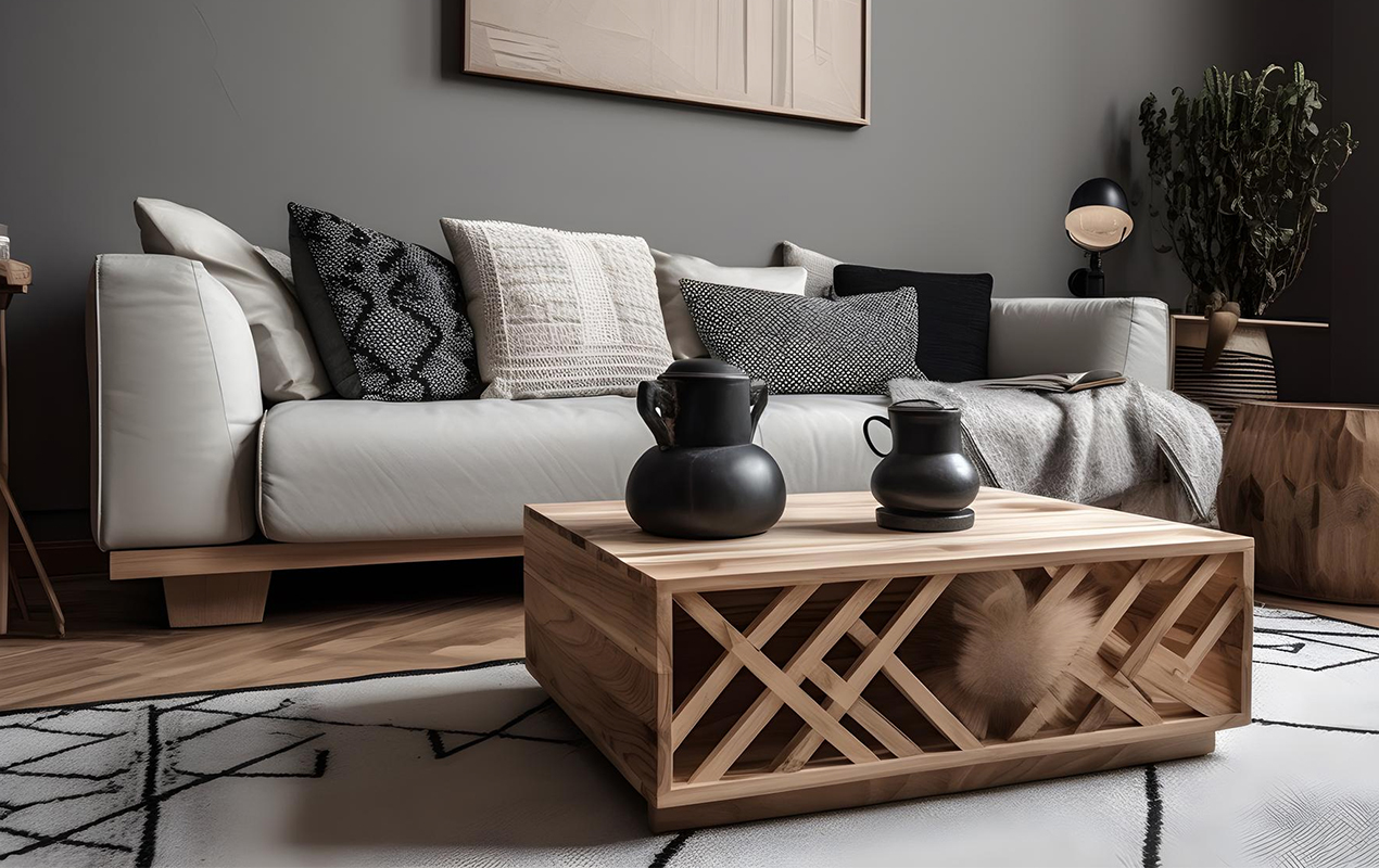 The Reclaimed Wood Coffee Table in a Tranquil Setting