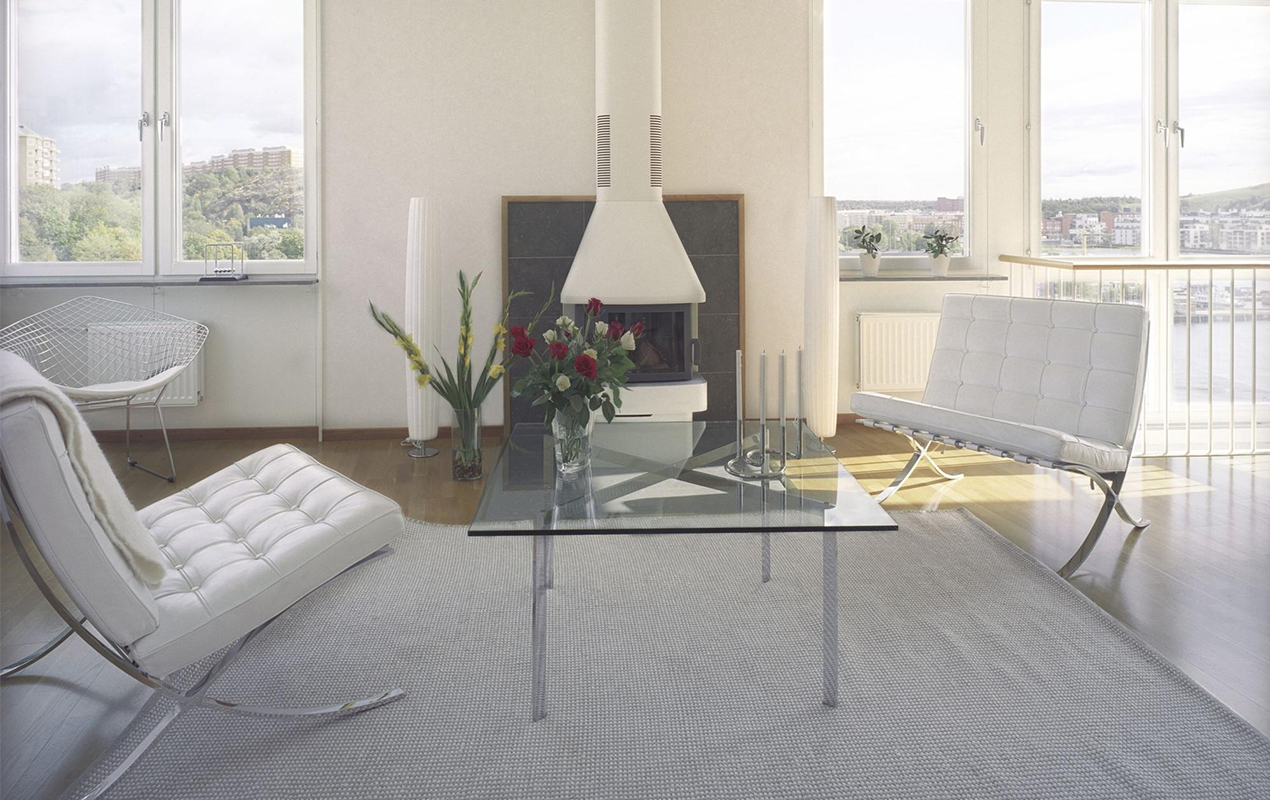 The Square Silver Coffee Table in a White Room