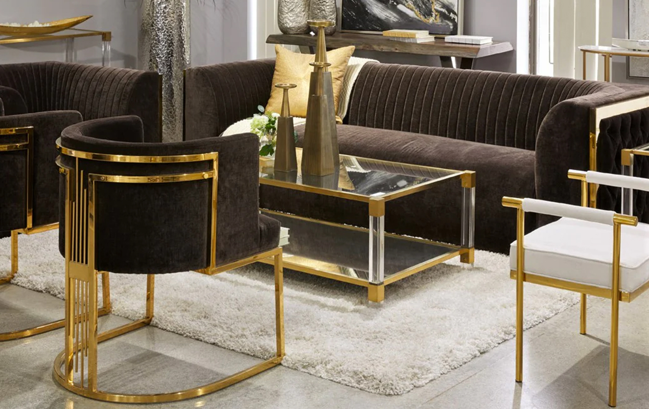 The Stylish gold Table with Metal Legs