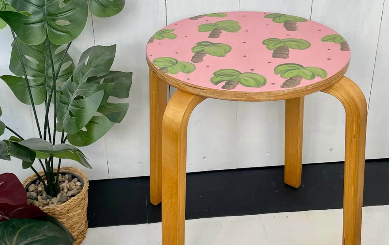 Tropical Palm Tree Hand-Painted Coffee Table