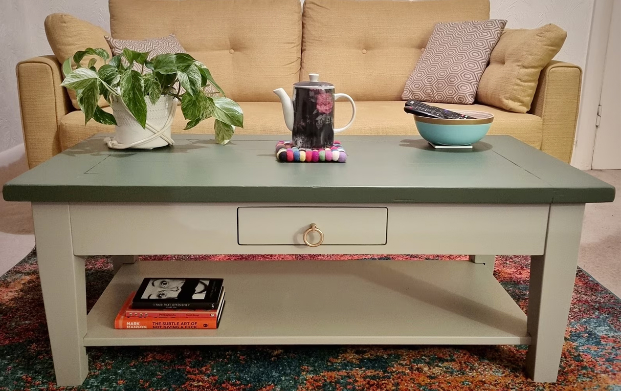 Unique Eco-Friendly Green and Grey Refinished Table