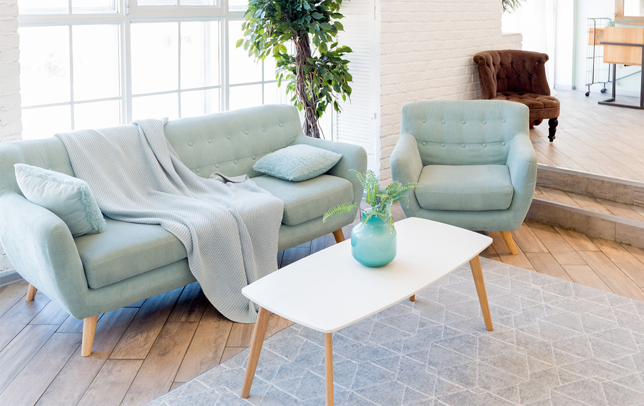 White Coffee Table with The Blue