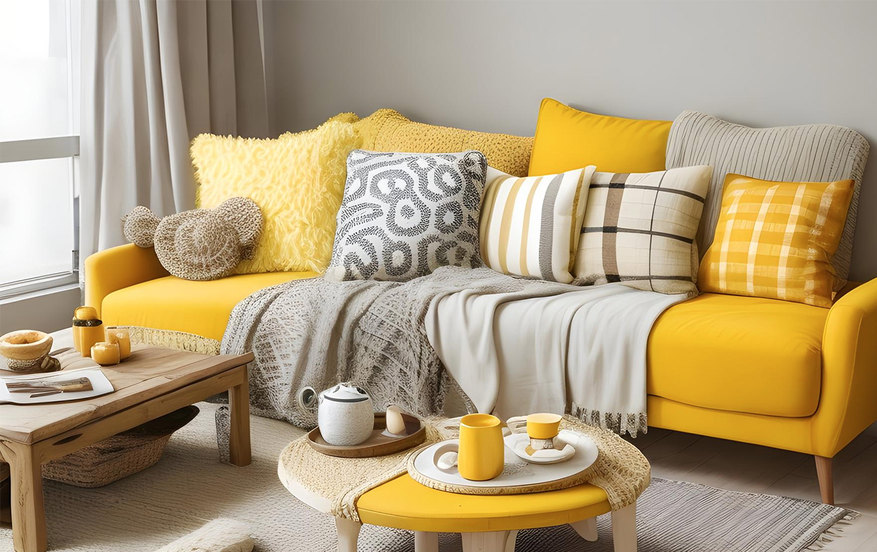 A Tale of Two Tables: The Vibrant Yellow Coffee Table and Rustic Wooden Charm