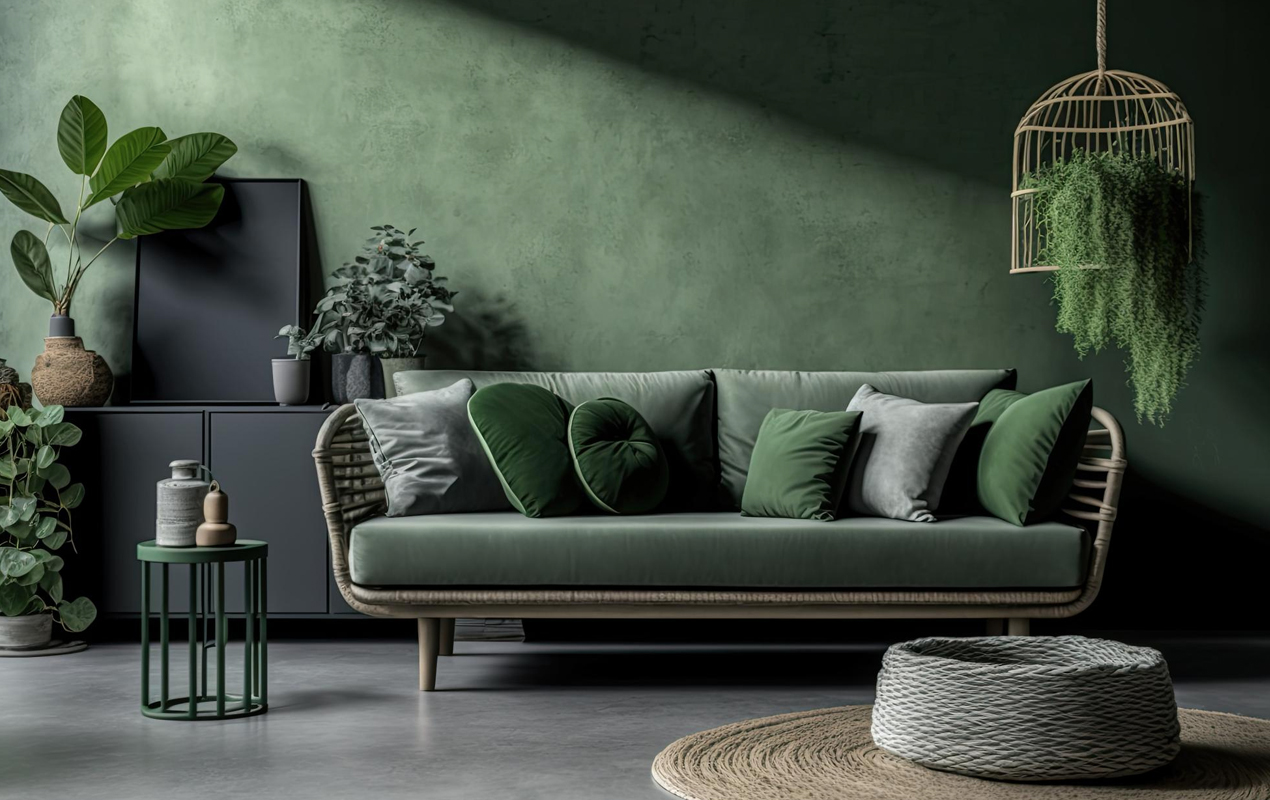 Chic Simplicity: The Vibrant Green Coffee Table and Coordinated Living Room Decor