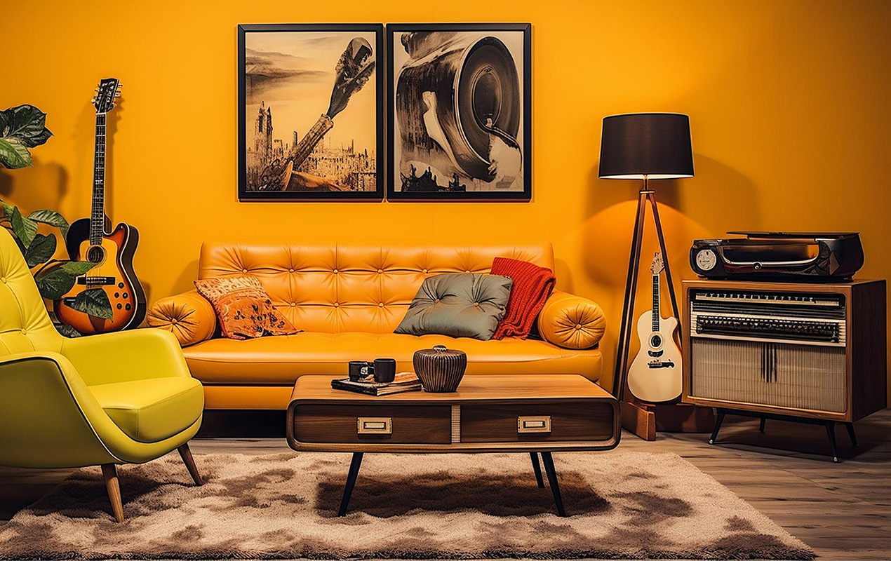 Vintage interior with retro furniture