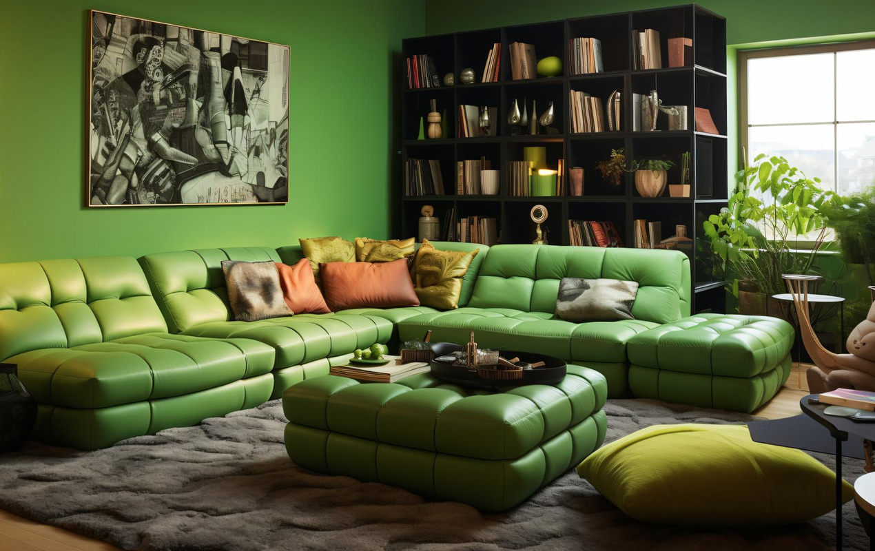 Complex Simplicity: The Square Green Coffee Table's Visual Dynamics