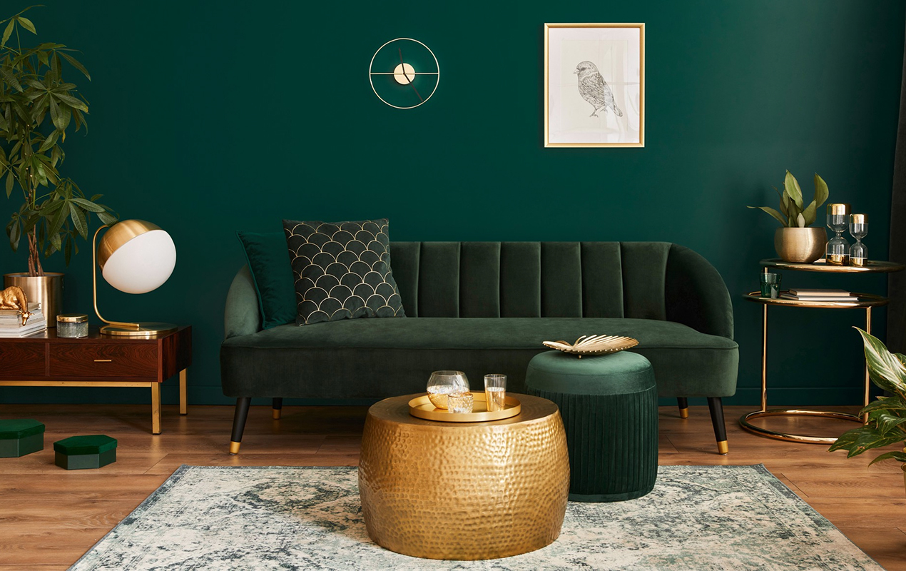Dual Centerpieces: An Intriguing Mix of Green and Metal Coffee Tables
