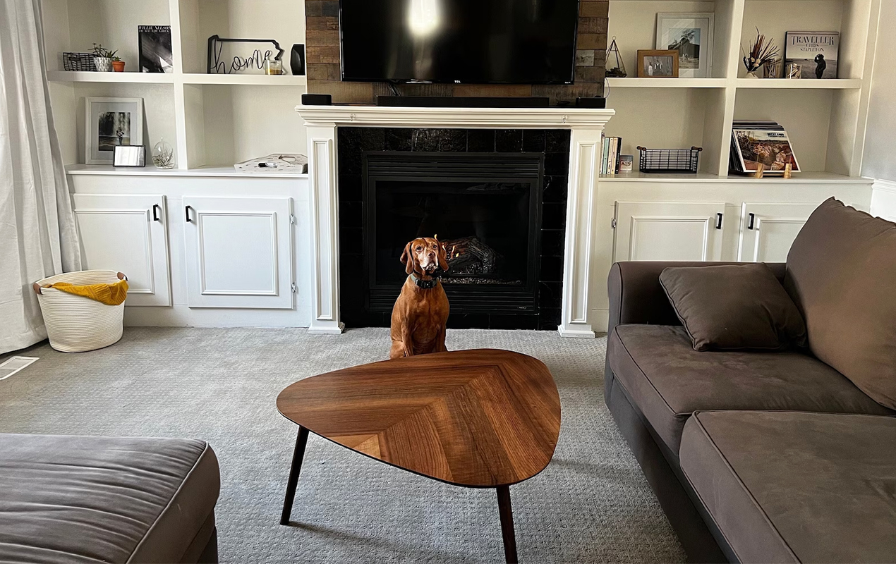 Eco-Friendly Elegance: Leaf Design Triangle Coffee Table