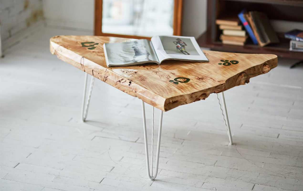Embrace Imperfection: Printed Wood Live Edge Triangle Table