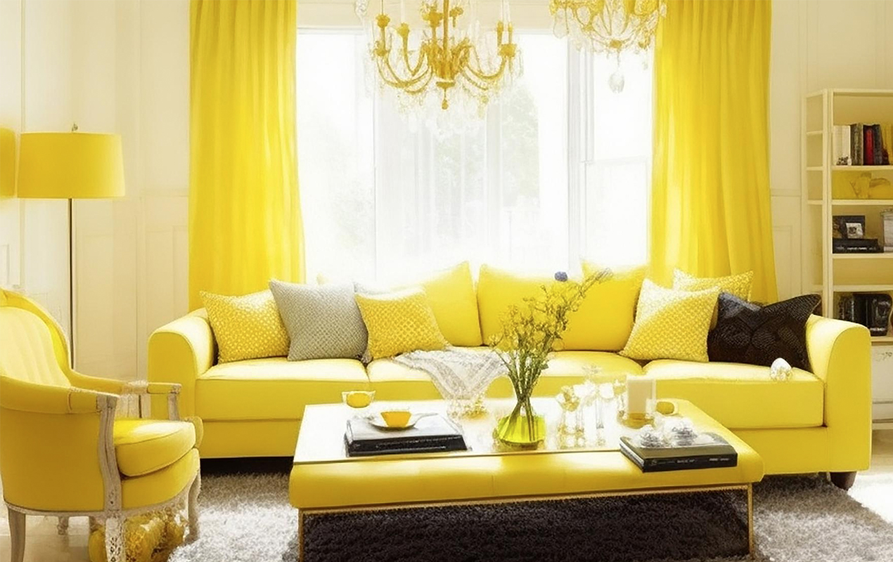 Golden Beauty: A Vibrant Interior with Stylish Yellow Accents