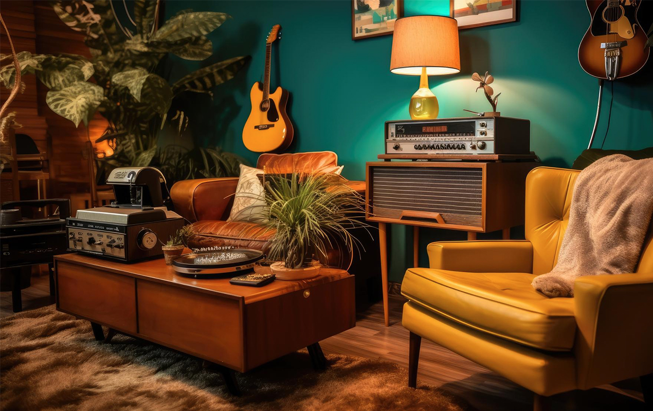 Harmonious Contrasts: The Musical Journey of a Vintage-Inspired Room
