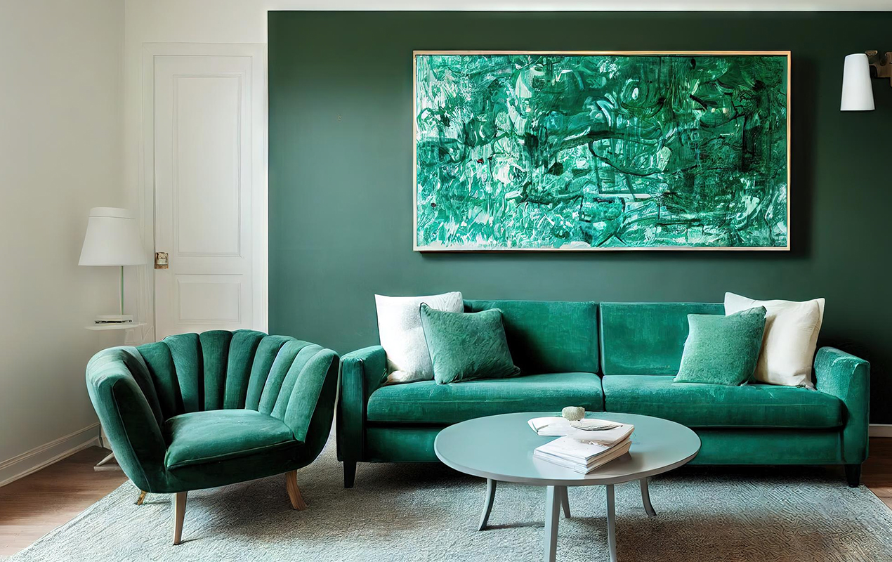 Harmony in Green: A Tranquil Haven with an Artistic Twist