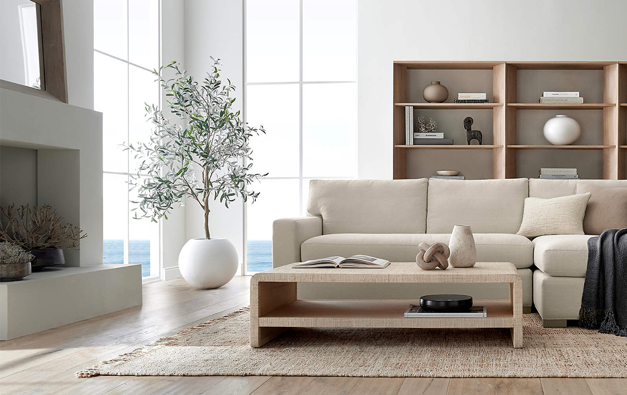 Home's New Focal Point: Grasscloth Table with Shelf