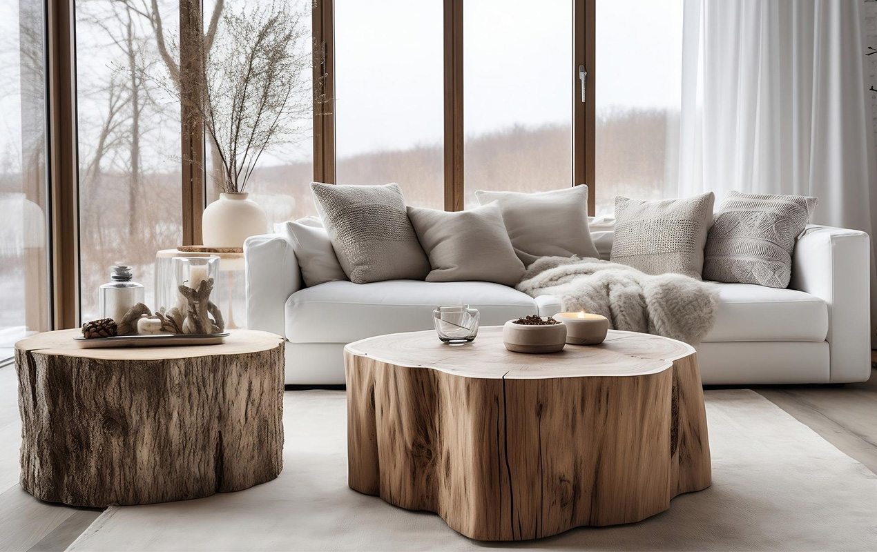 Innovative Option Live - Edge Round Wooden Coffee Table