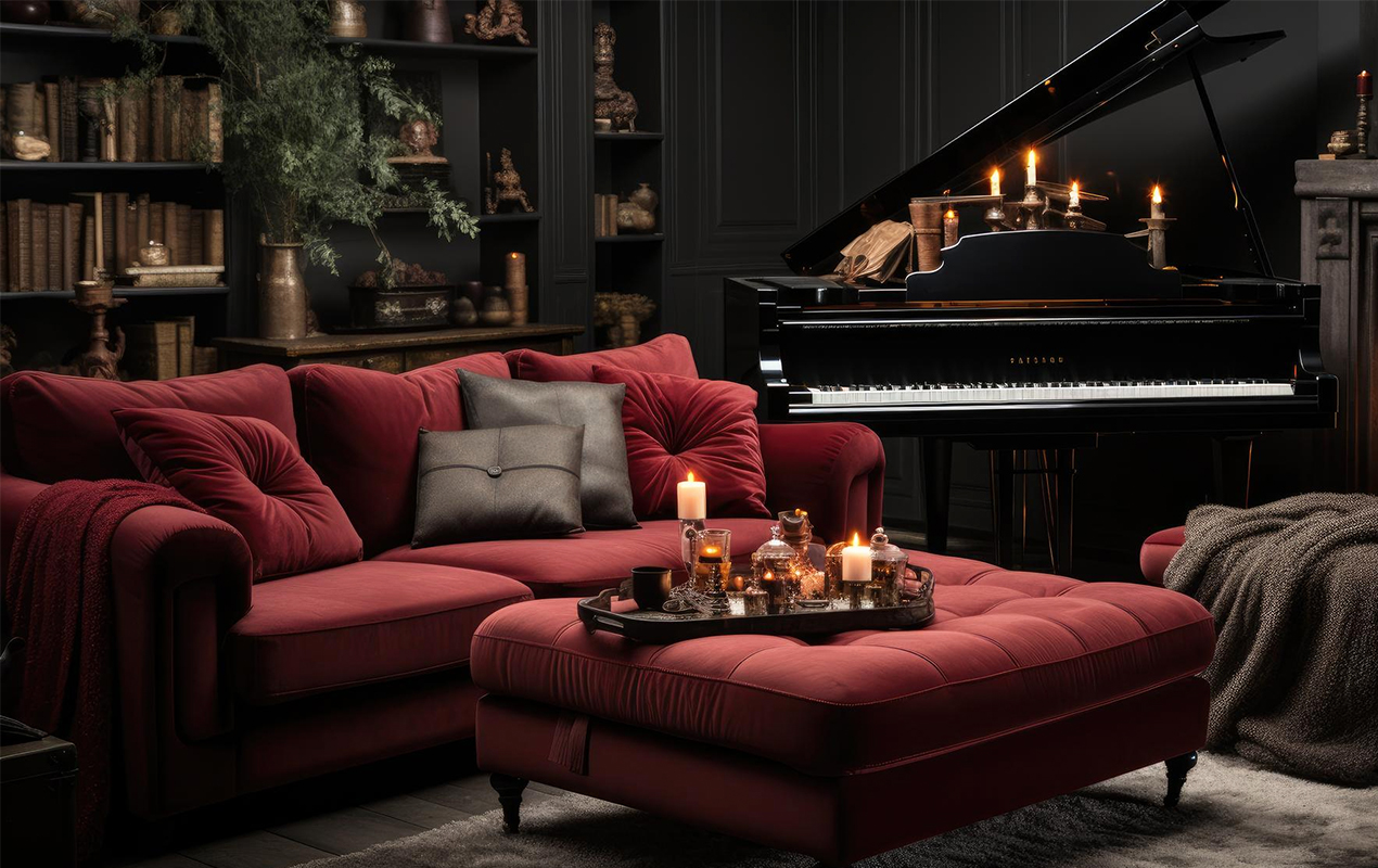 Inviting Elegance The Harmony of Red, Music, Literature, and Antiques in Home Decor