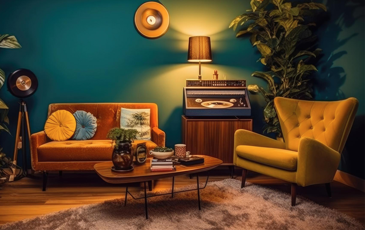Melodious Hues: The Vibrant Interplay of Furniture in a Cozy Living Space
