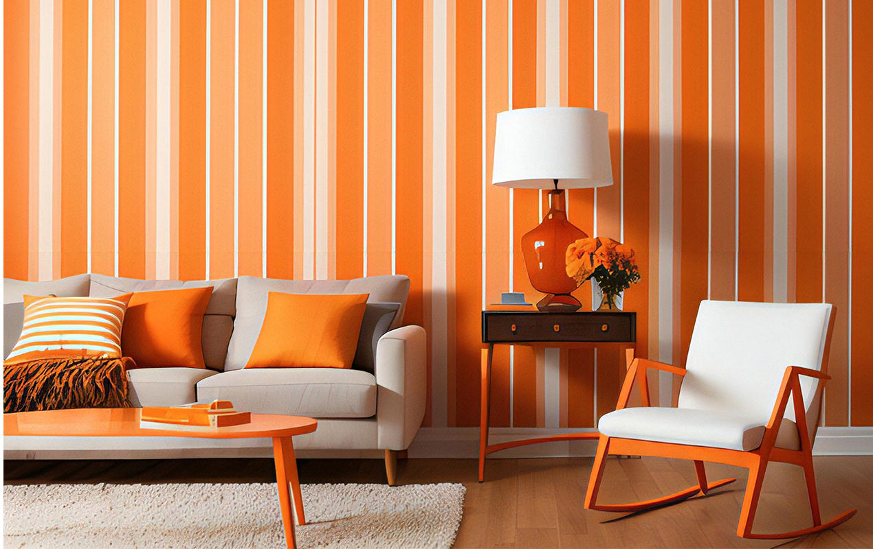 Orange Flair: The Striking Coffee Table and Coordinated Living Room Design