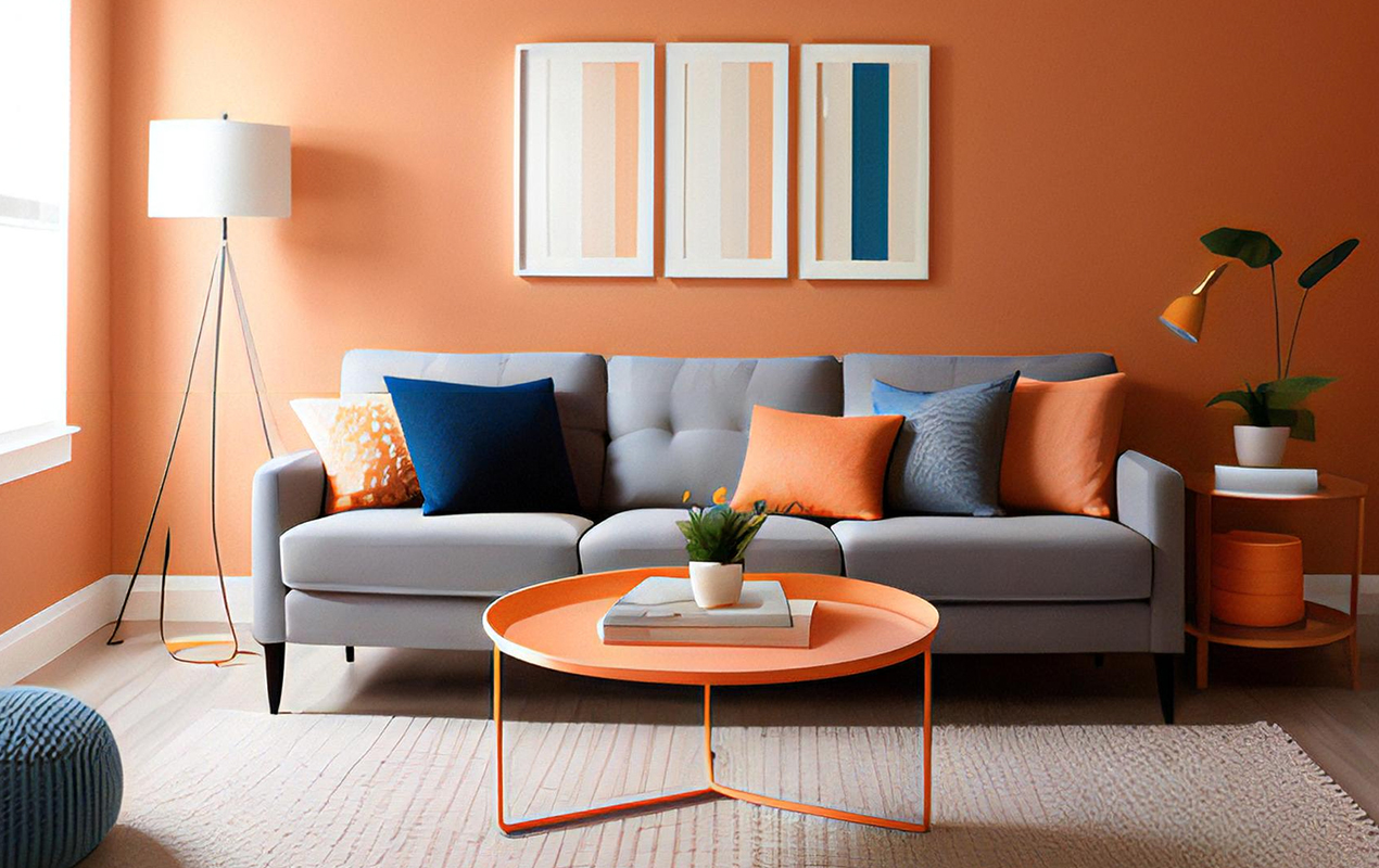 Orange and Metal Harmony: The Captivating Coffee Tables and Artful Echo