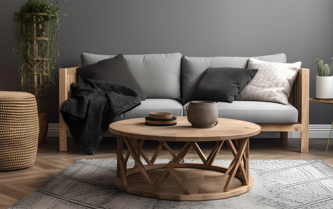 Sanctuary Of Sophistication Zig Zag Wooden Round Coffee Table