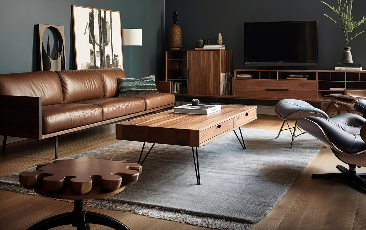 Smart Storage, Retro Vibes Mid-Century Coffee Table with Drawer