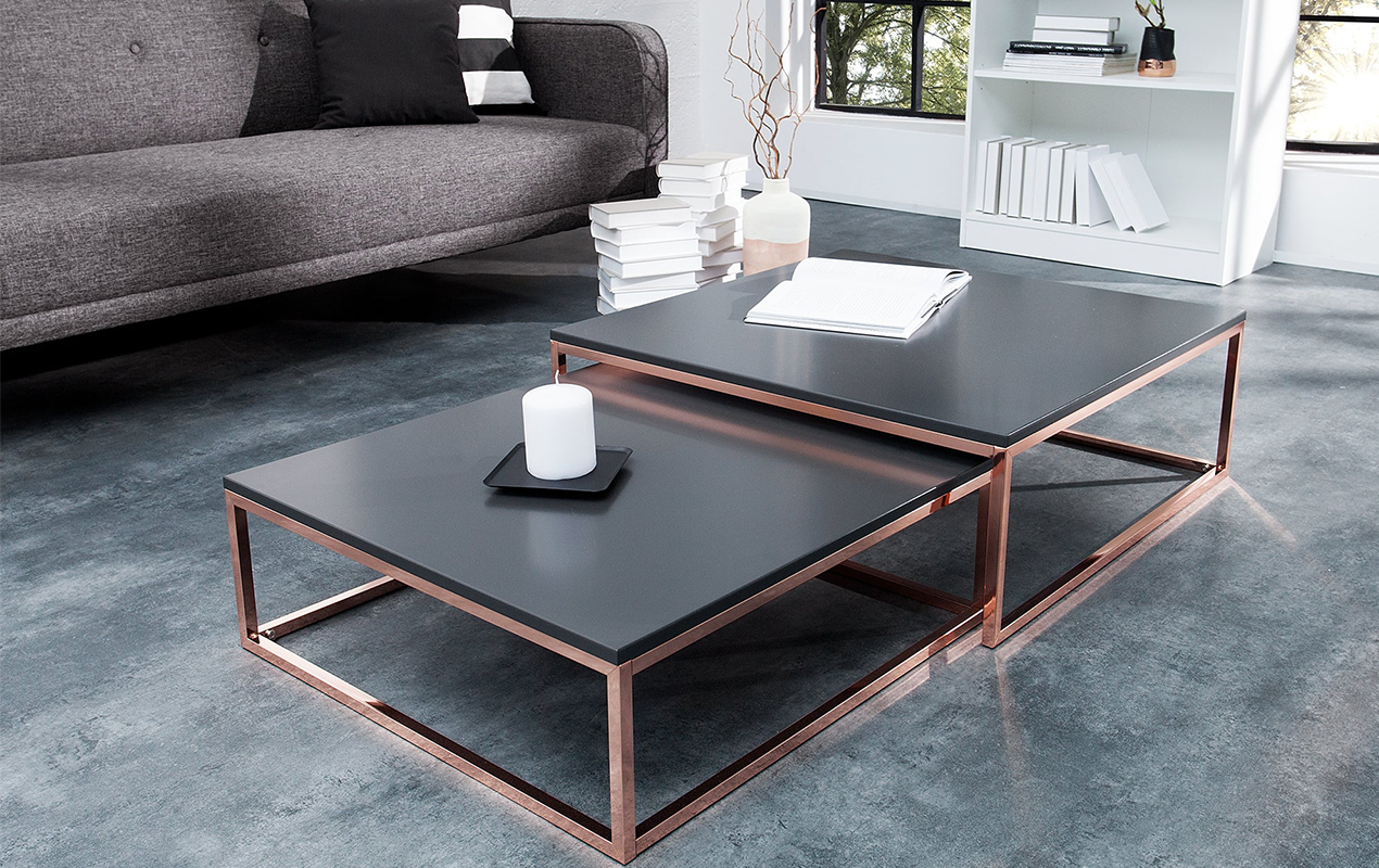 Sophisticated Simplicity: The Timeless Appeal of the Copper Set of 2 Black Coffee Tables