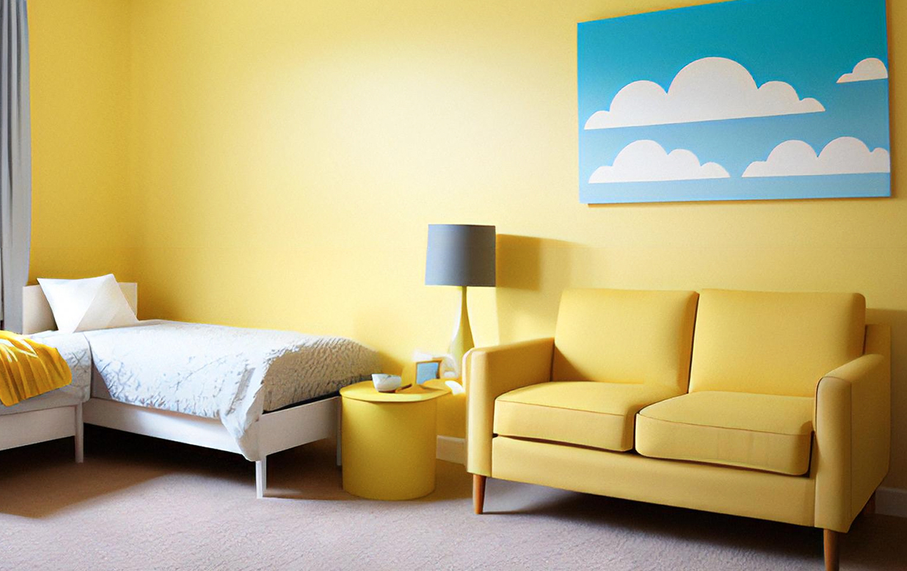 Sun-Kissed Harmony: The Cheerful Yellow Oasis in the Room