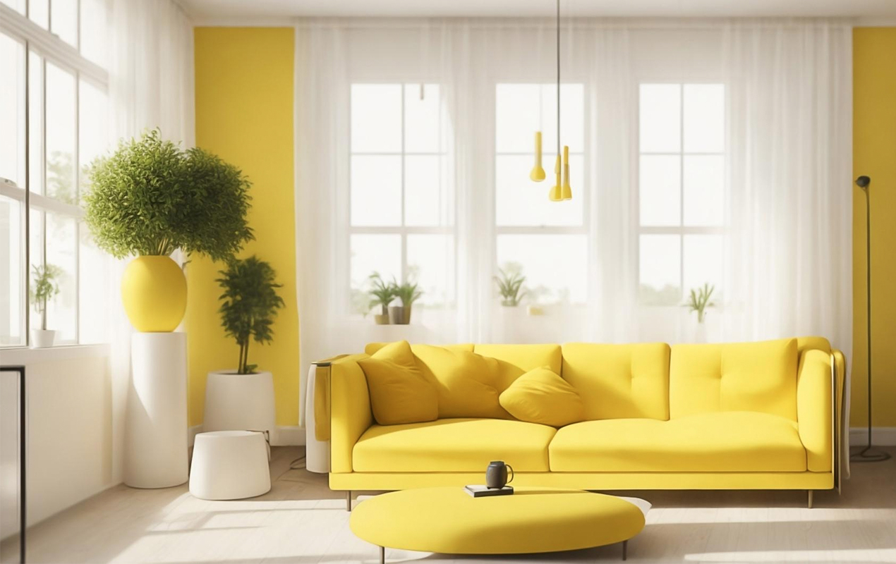 Sunny Harmony: A Vibrant Yellow Coffee Table Takes Center Stage