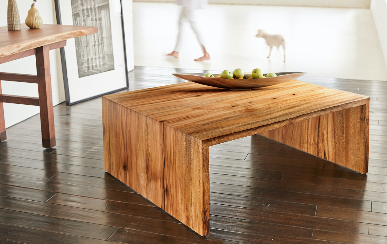 Sustainable Style: Distressed Finish Waterfall Table